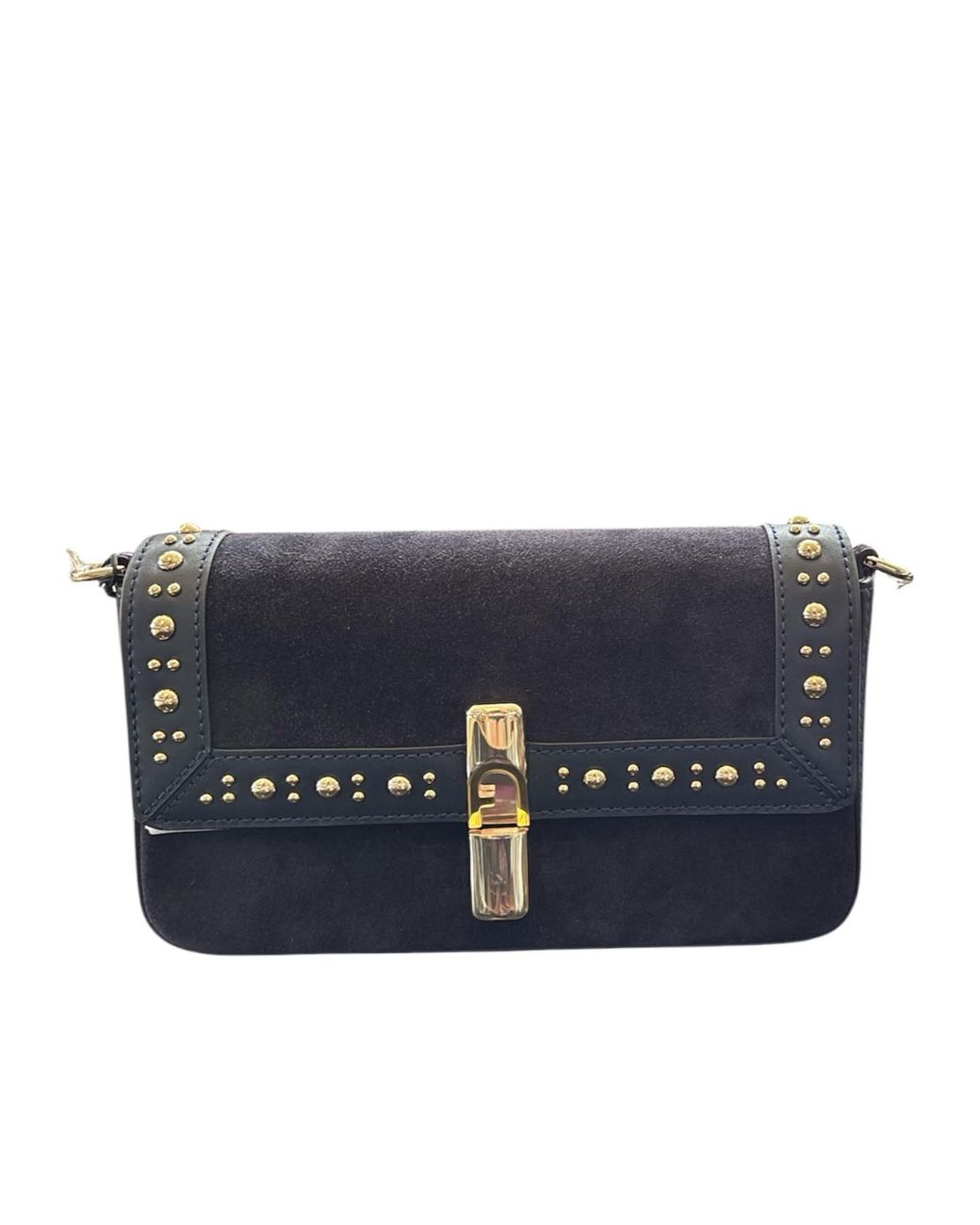 Furla Blue Studded Flap Shoulder Bag