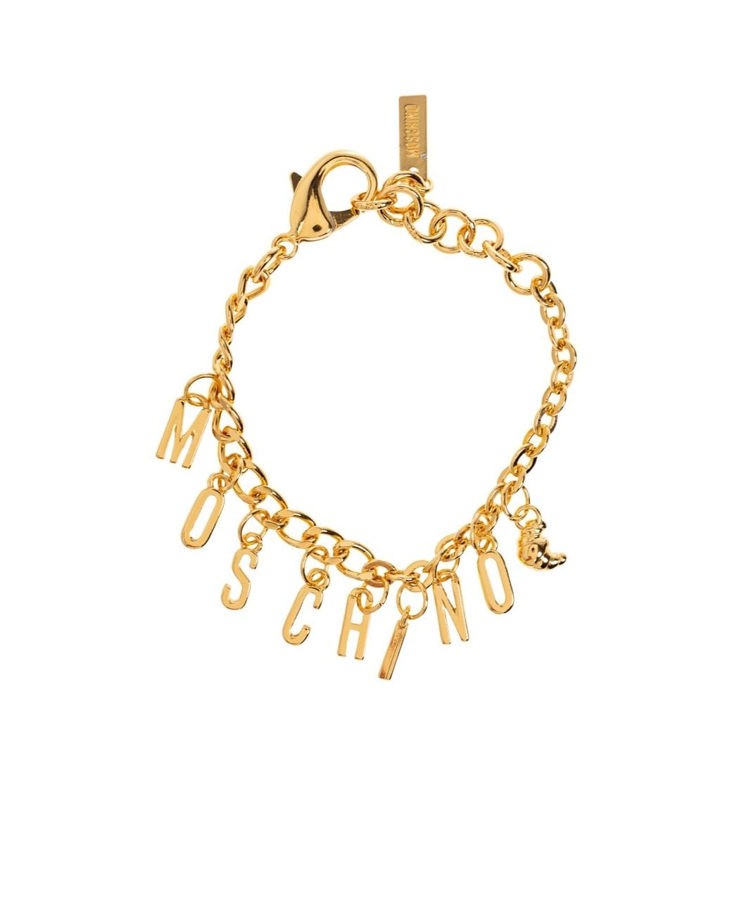 Moschino Metallic Logo Charm Bracelet