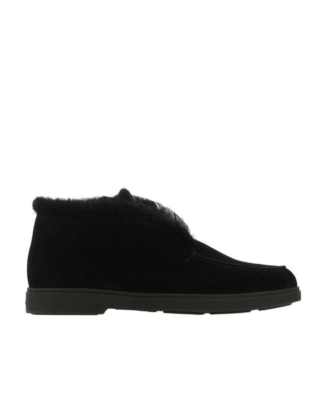 Santoni Black Fortune Shearling Boots