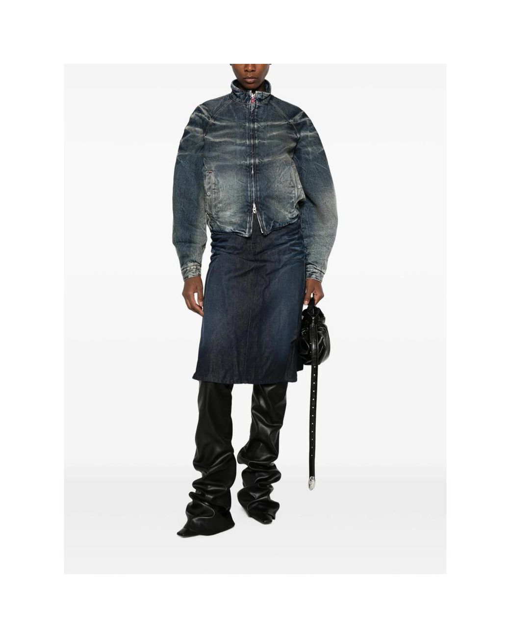 DIESEL Blue Back Slit Midi Skirt