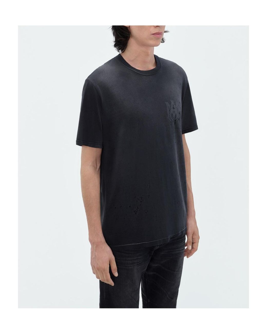 Amiri Black Logo Printed Crewneck T-Shirt for men