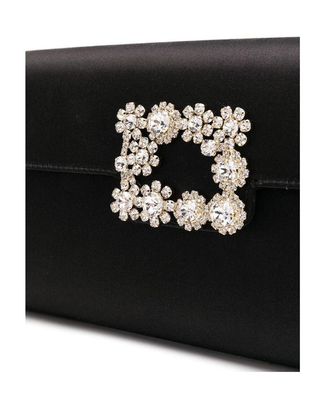 Roger Vivier Black Flower Buckle Envelope Flap Crossbody Bag