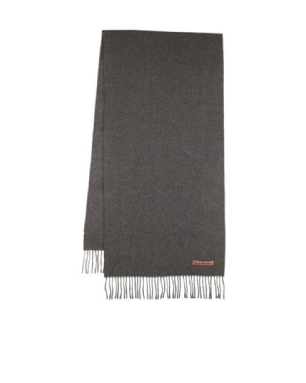 Acne Gray Rectangular Scarf With Fringes for men