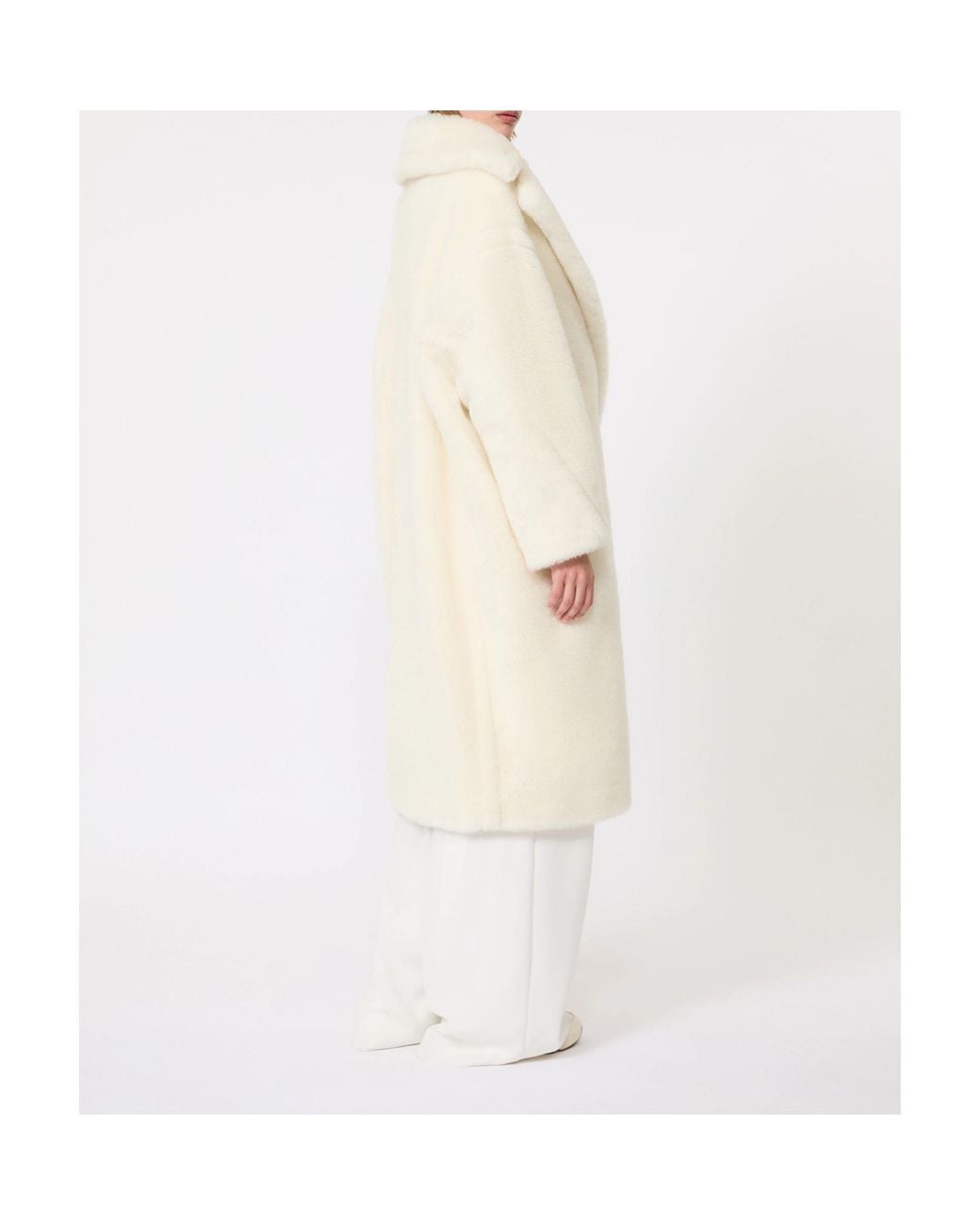 Max Mara White Tedgirl Buttoned Long Coat
