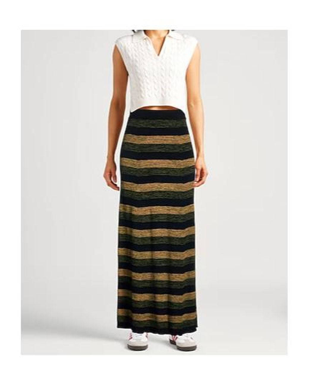 Ganni Black Striped Midi Skirt