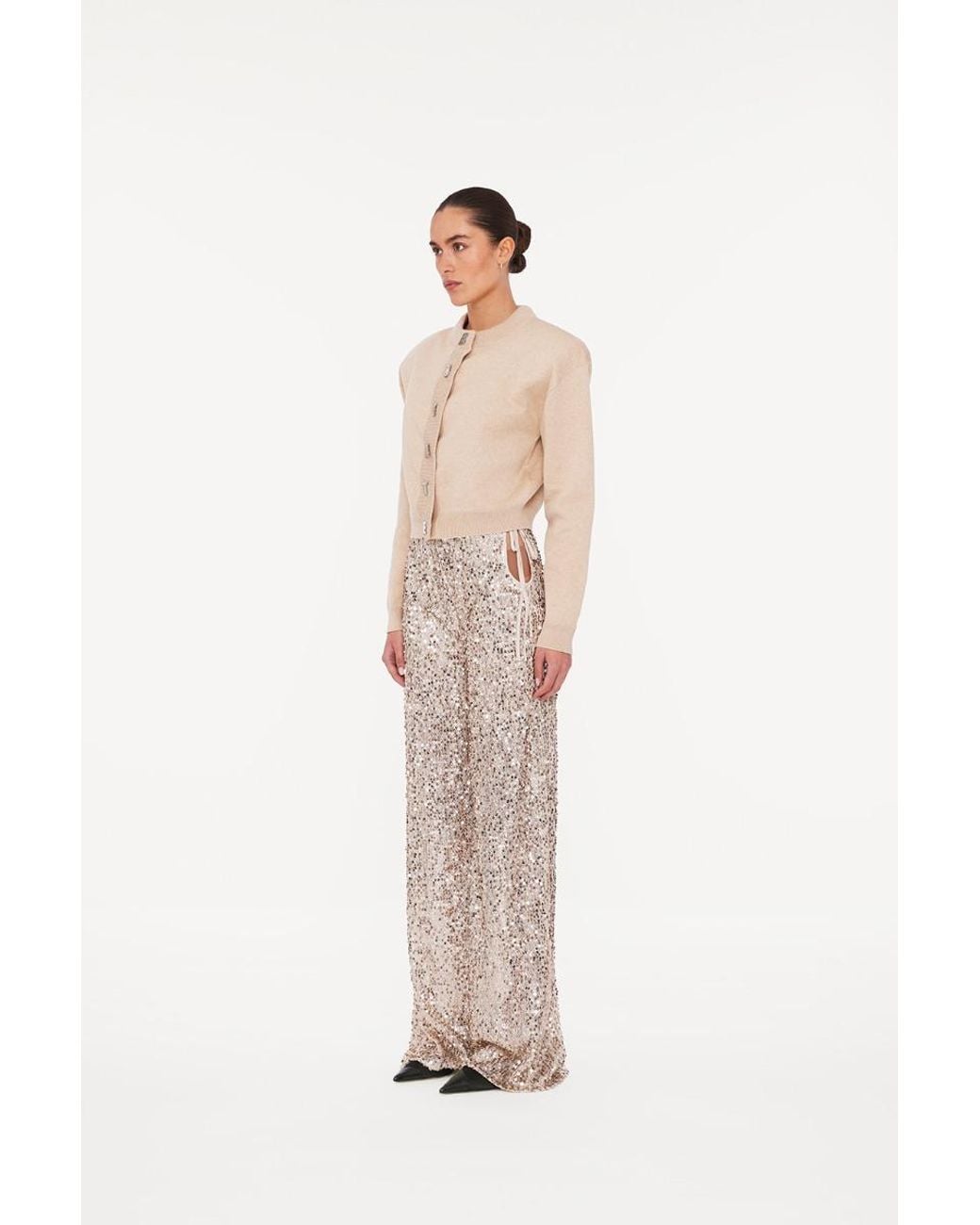 ROTATE BIRGER CHRISTENSEN Natural Net Sequins Pants