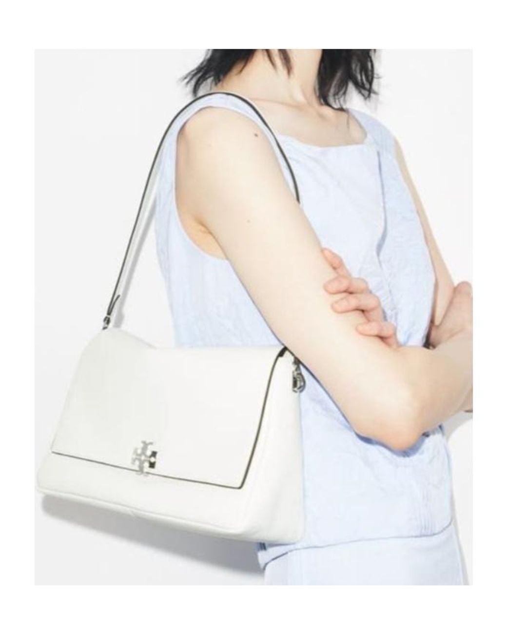 Tory Burch White Kira Logo Plaque Shoulder Bag