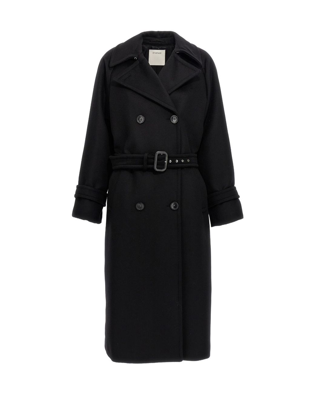 Sportmax Black Leandro Double-Breasted Long-Sleeved Coat