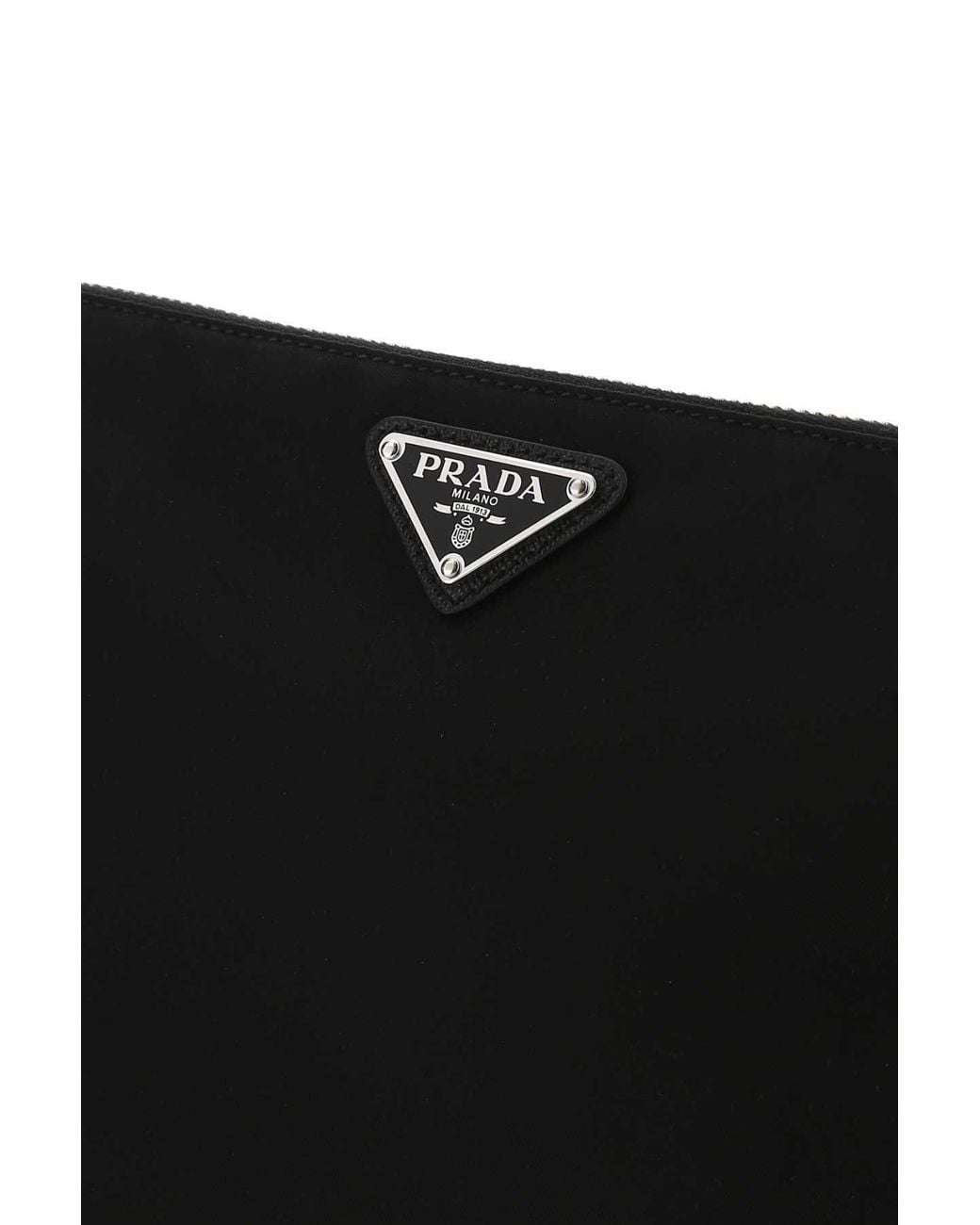 Prada Black Re-Nylon And Saffiano Leather Pouch for men