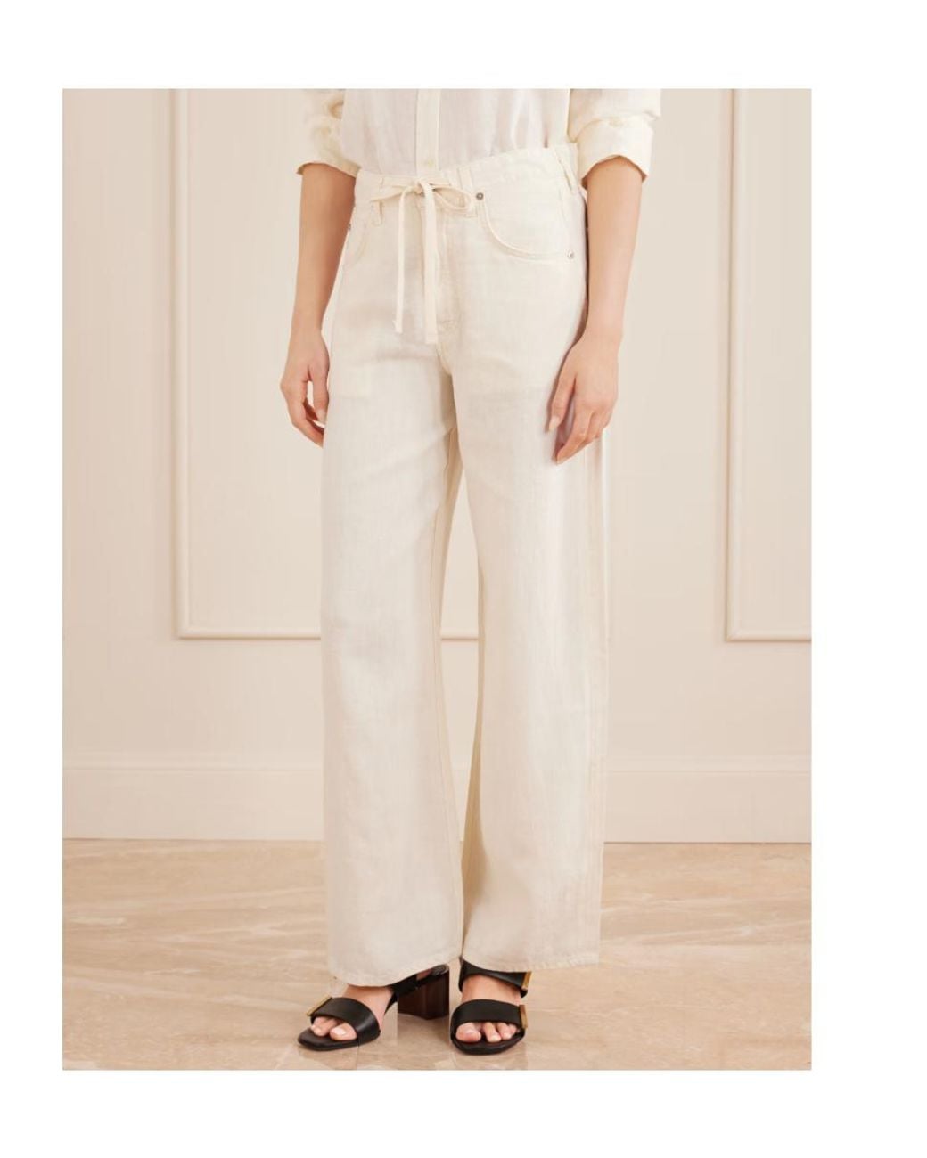 Citizens of Humanity White Brynn Linen Straight-Leg Pants