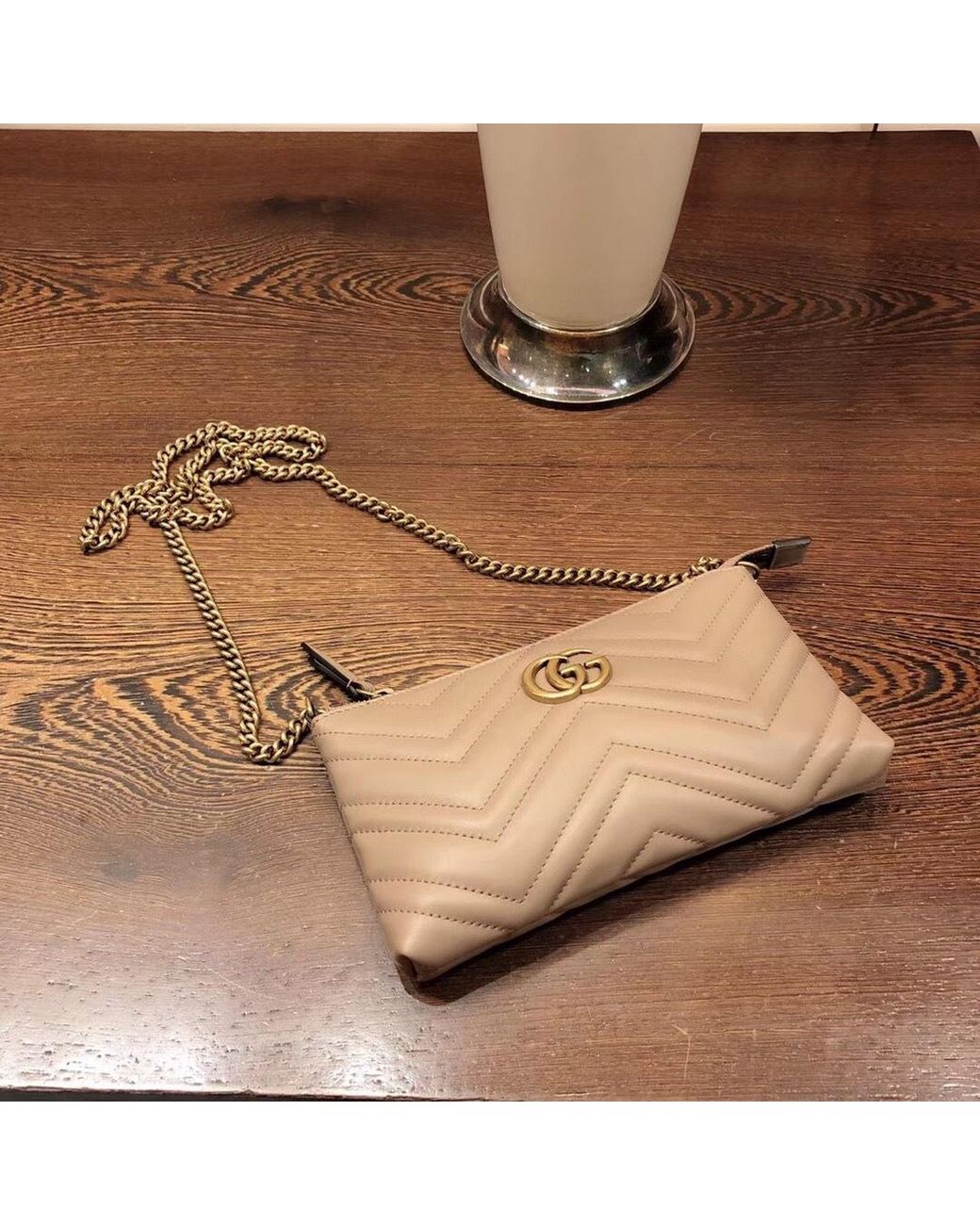 Gucci Natural Gg Marmont Mini Chain Bag