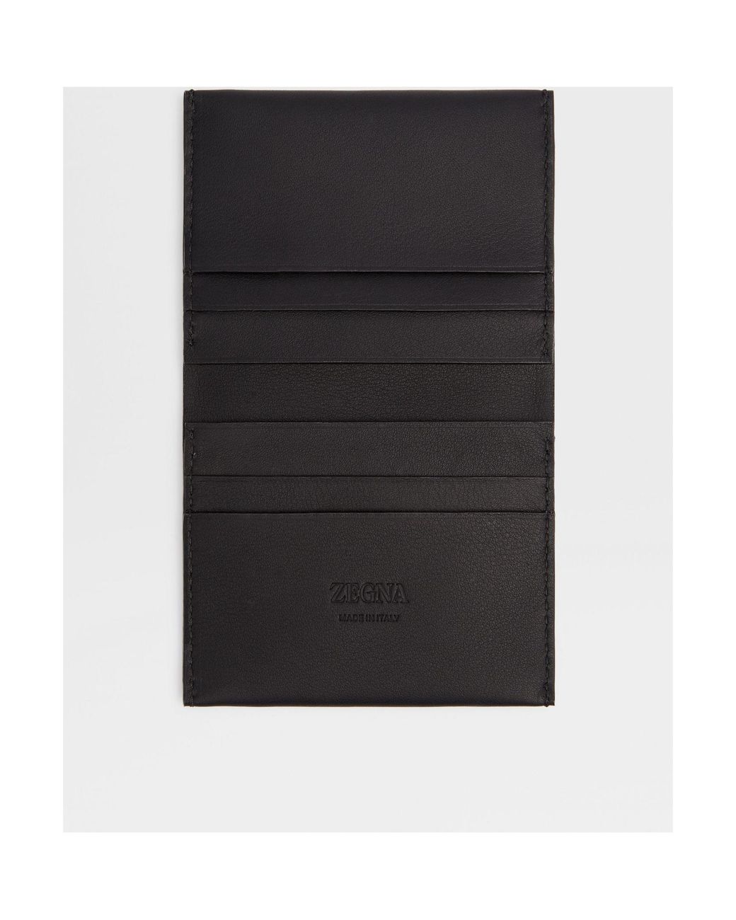 Zegna Black Foldable Leather Cardholder for men