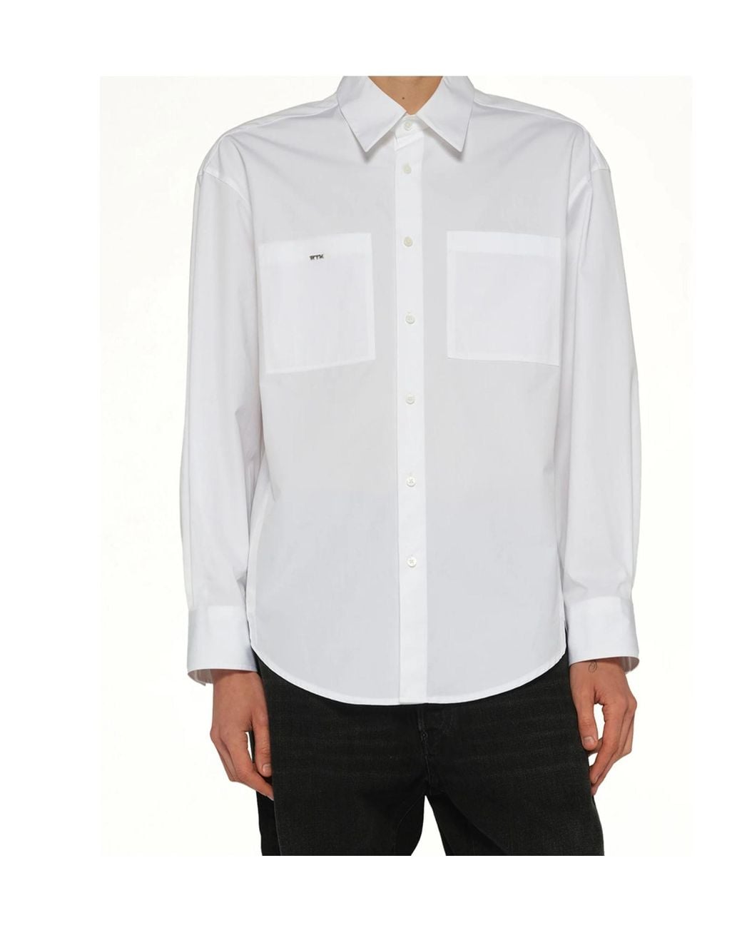 Wooyoungmi White Patch Pocket Logo Shirt for men