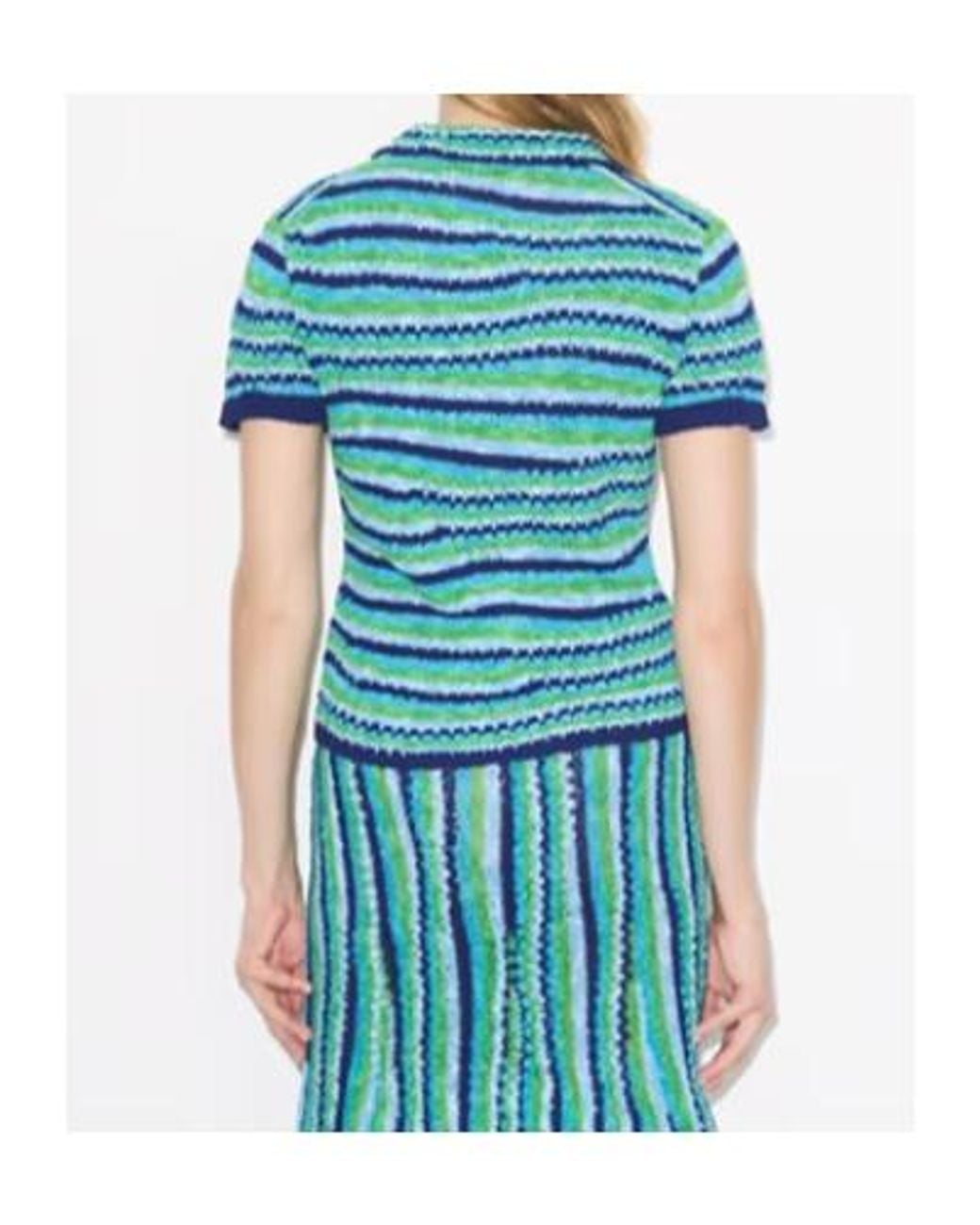 Tory Burch Blue Striped Polo