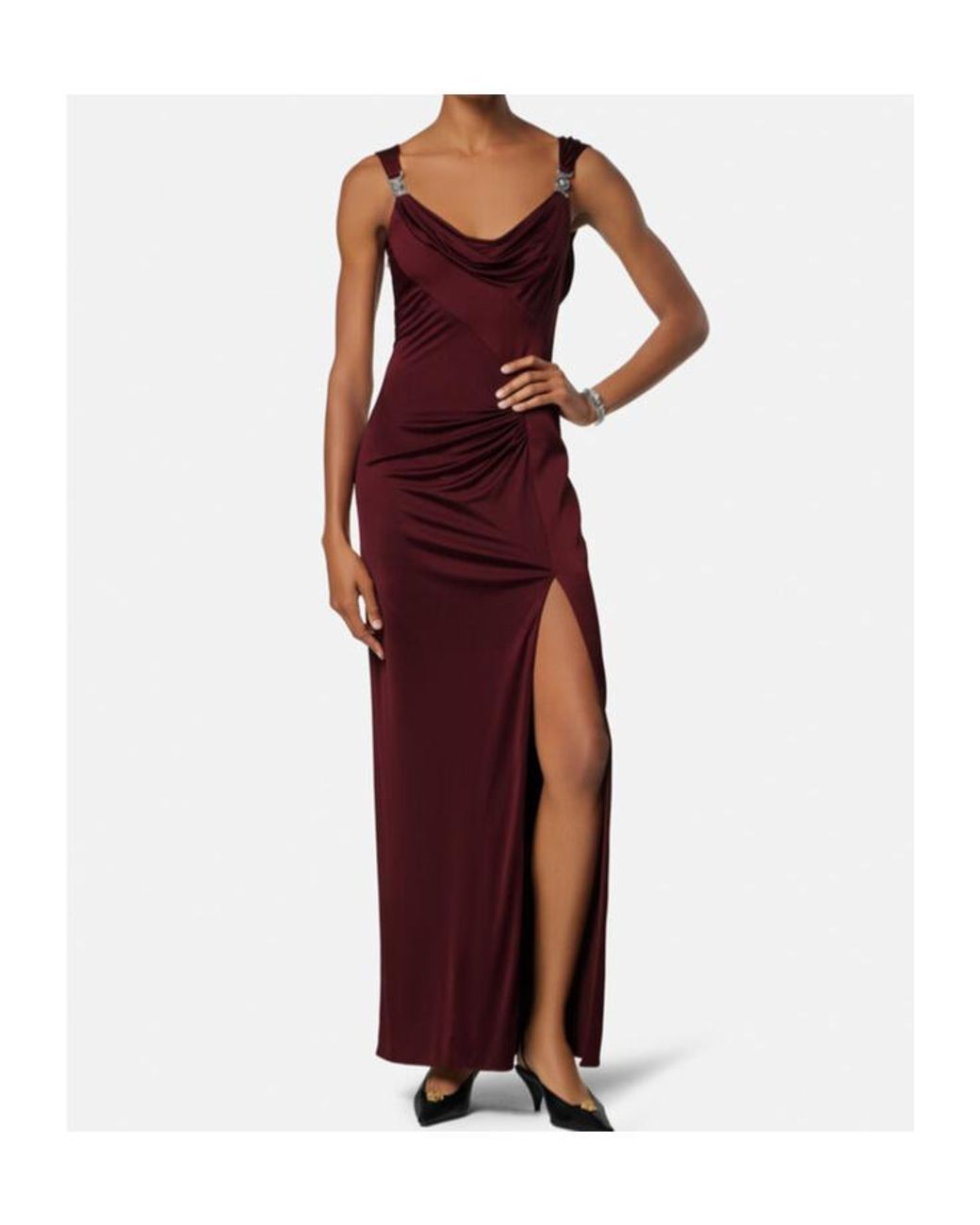 Versace Purple Draped Sleeveless Gown