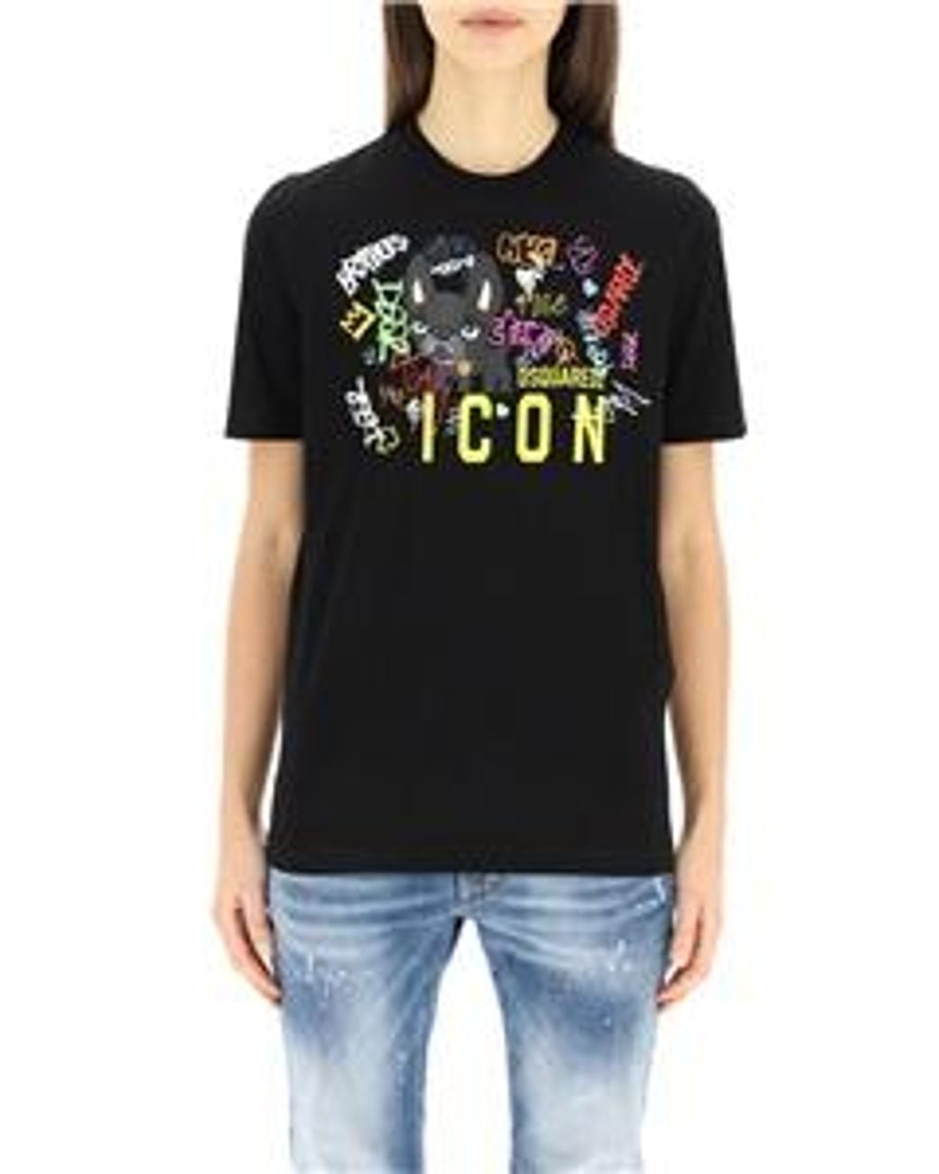 DSquared² Black Icon Graphic-Print T-Shirt