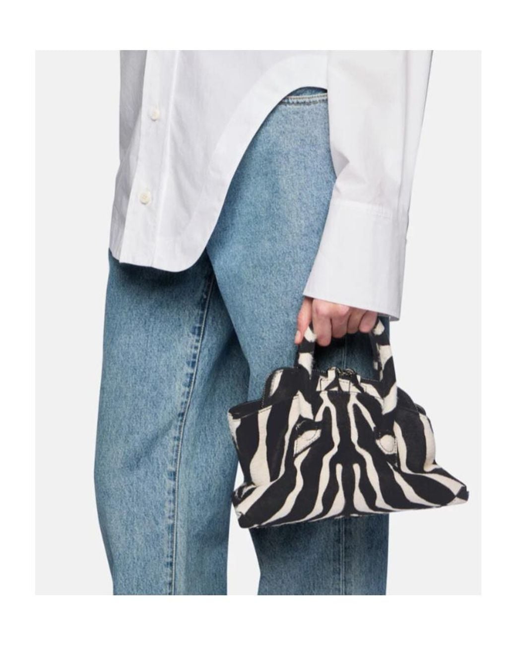 The Attico Black The La Passeggiata Zebra Printed Mini Tote Bag