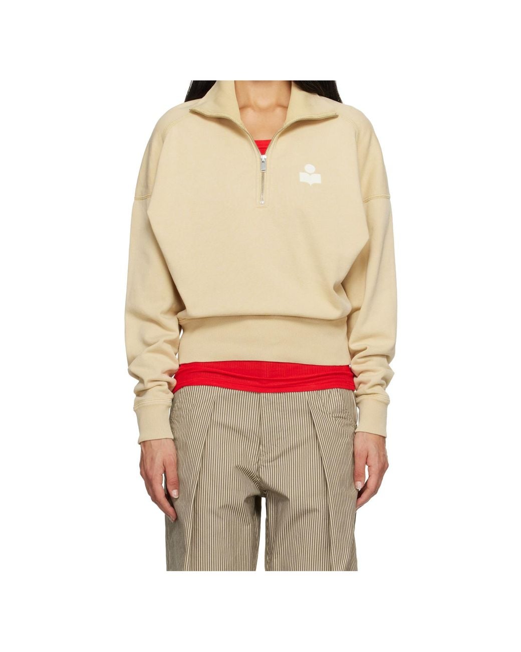 Isabel Marant Natural Isabel Marant Étoile Ross Logo Half-Zip Sweatshirt
