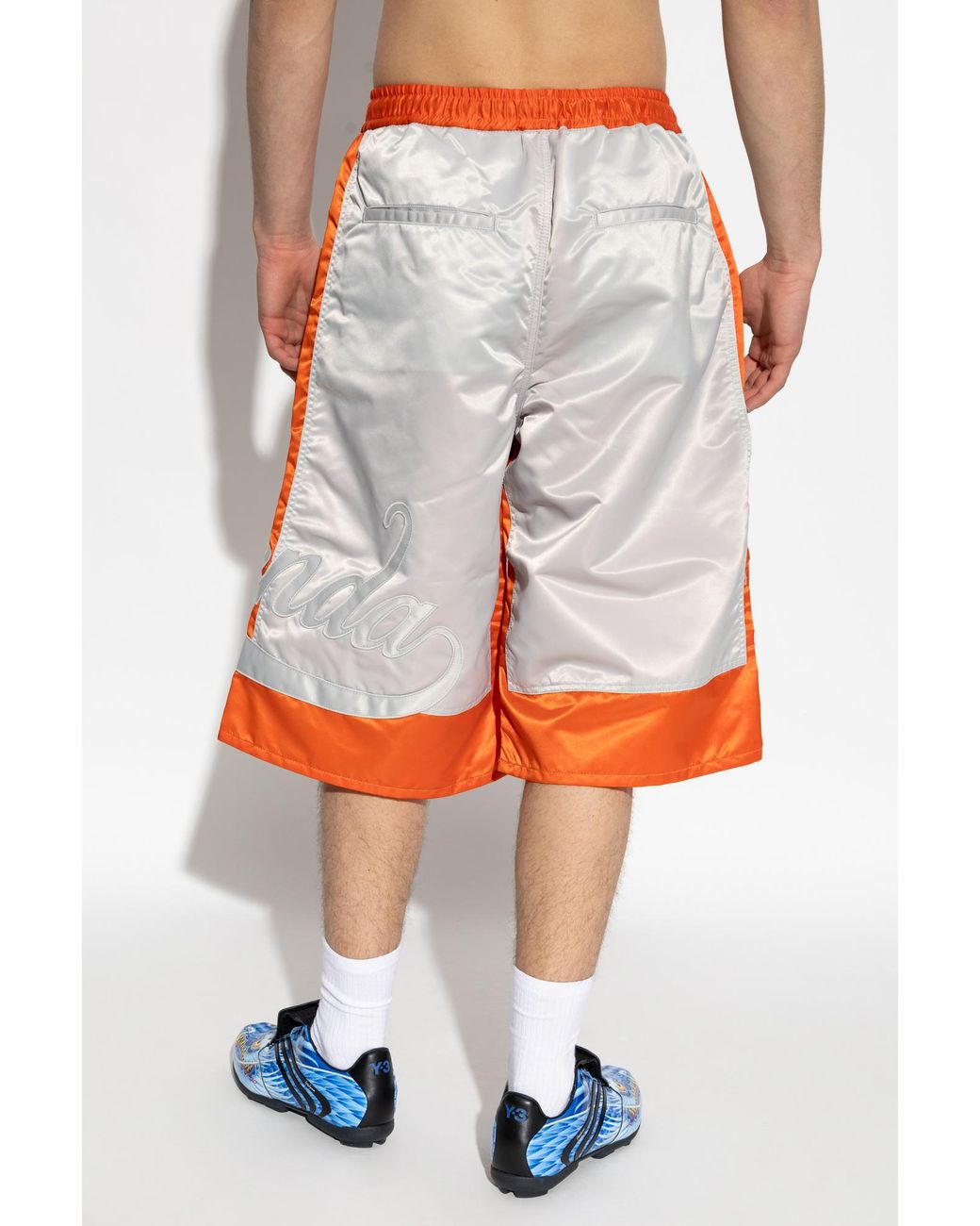 PDF CHANNEL Gray Logo-Embroidered Colour-Block Shorts for men