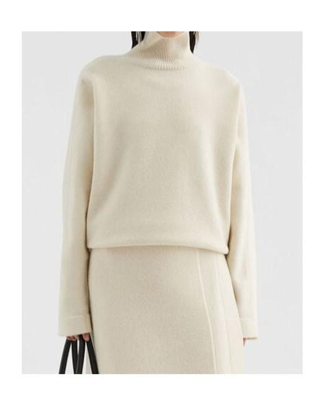 Jil Sander White High Neck Jumper
