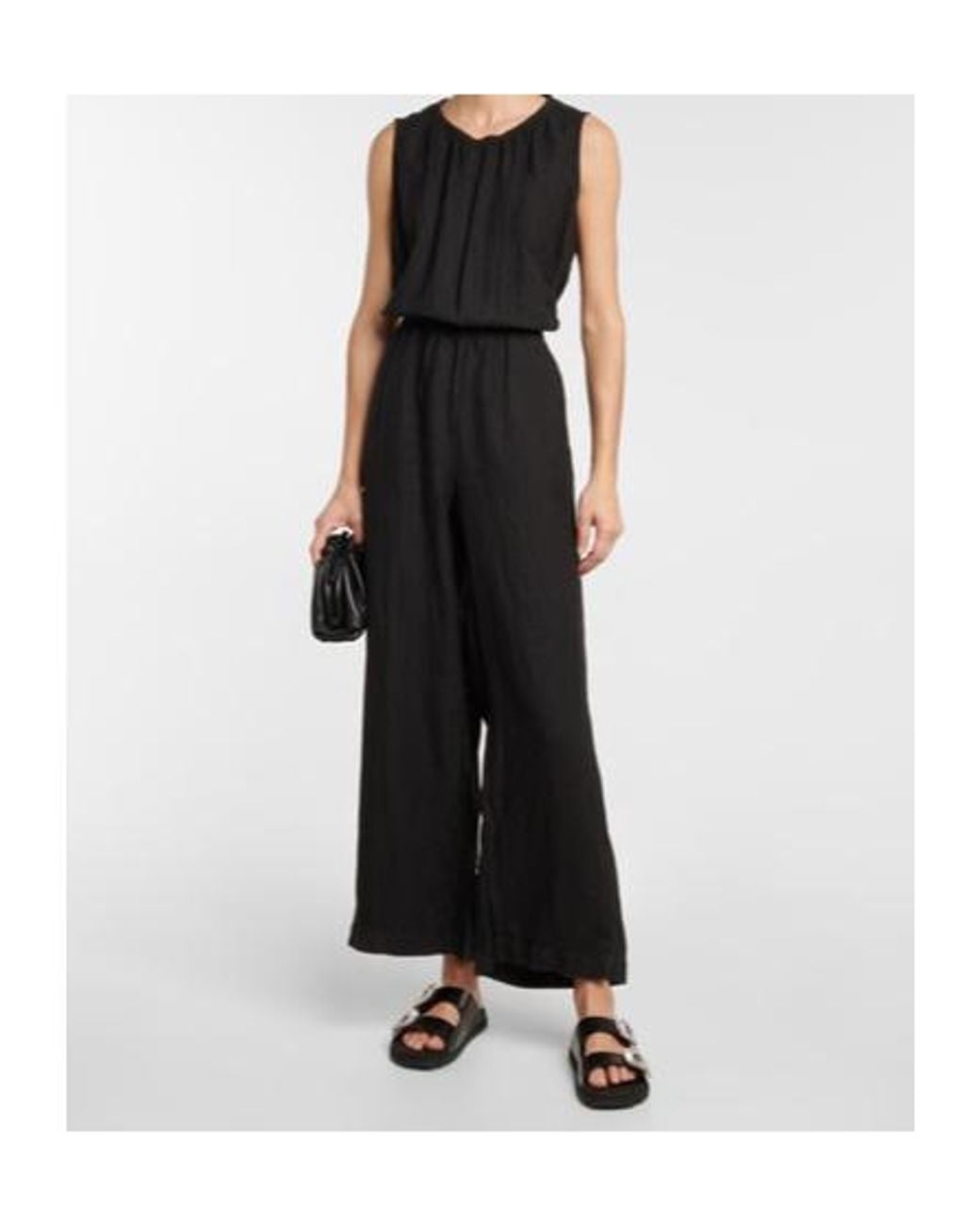 Velvet By Graham & Spencer Black Vivi Cutout Linen Jumpsuit