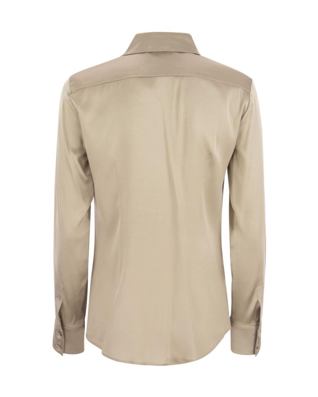 Max Mara Natural Long-Sleeved Pointed Collar Shirt