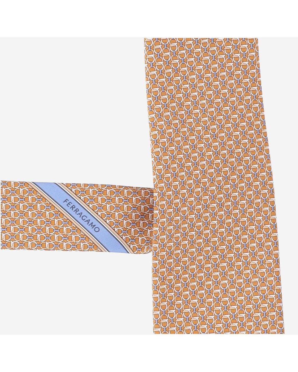 Ferragamo White Ferragamo Logo Pattern Silk Tie for men