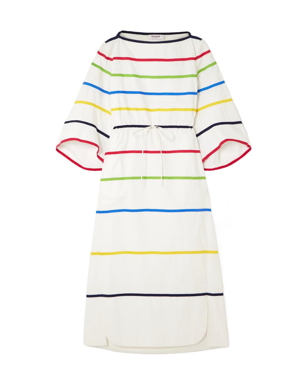 Rosie Assoulin Gray Ribbon Grosgrain-Trimmed Cotton-Poplin Midi Dress