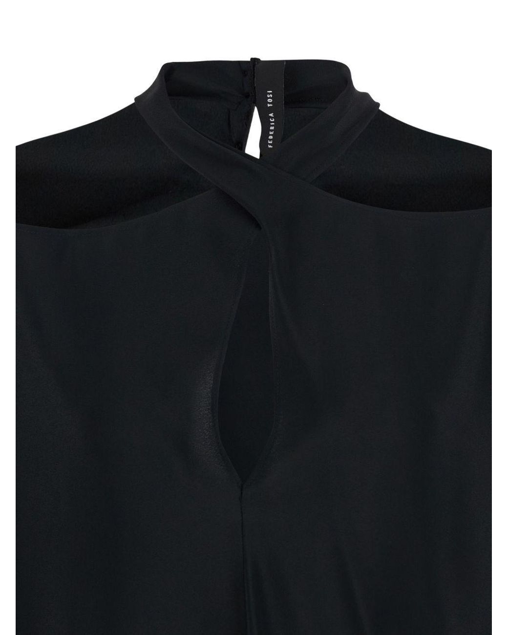 FEDERICA TOSI Black Cut-Out Twisted Blouse