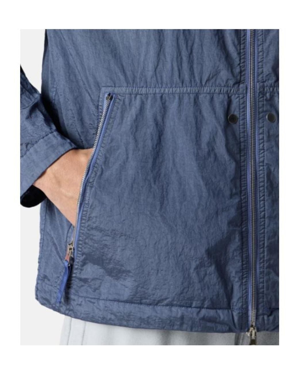 Stone Island Blue Hooded Jacket With Light Water And Wind Resistance for men