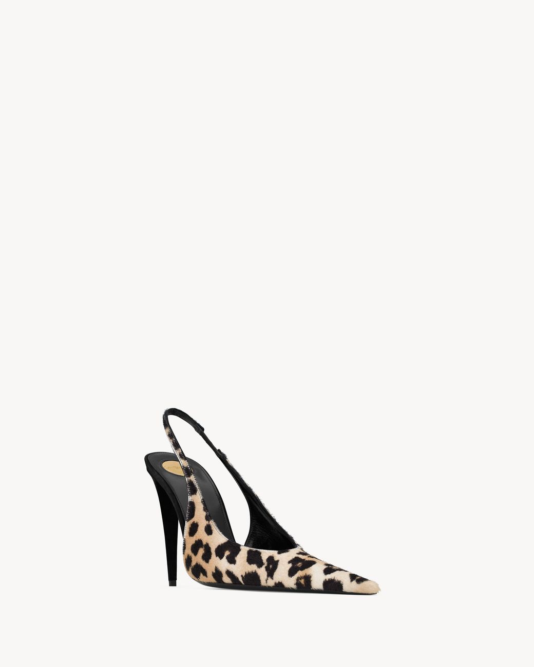 Saint Laurent White Leopard Patterned Slingback Pumps