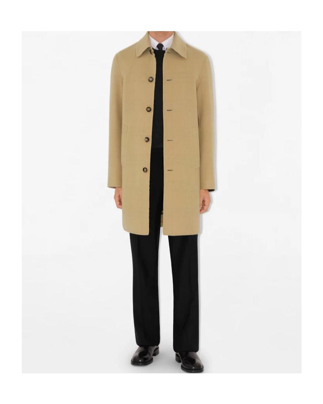 Burberry Natural Mid-Length Wool Car Coat for men