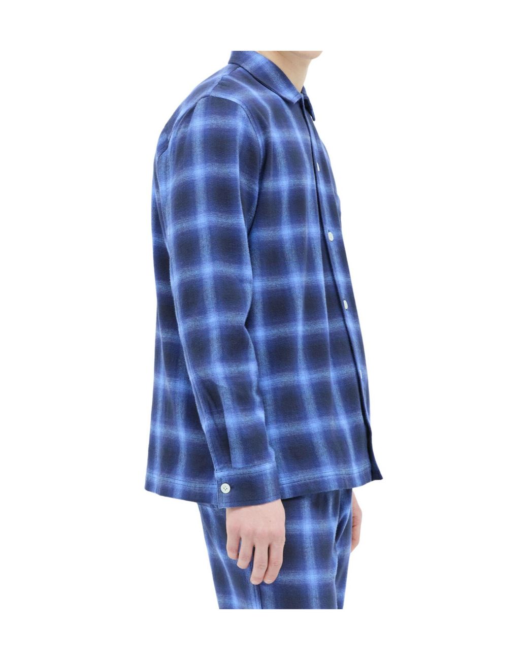 Tekla Blue Checked Pajamas Shirt for men