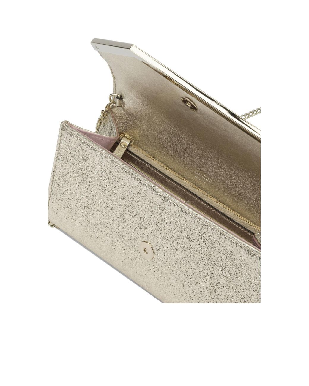 Jimmy Choo Natural Emmie Glitter Clutch Bag