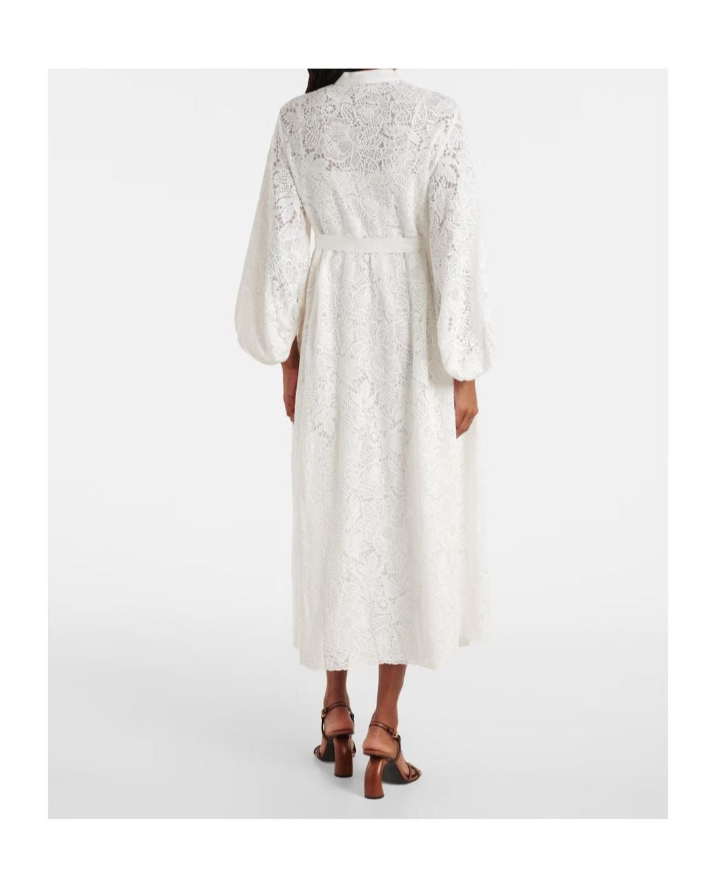Erdem White Embroidered Cotton Lace Midi Dress