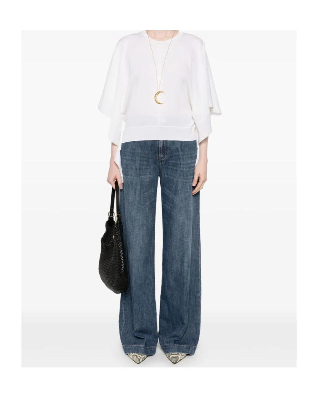 Dorothee Schumacher White Draped Ruffle-Sleeve Knit Top