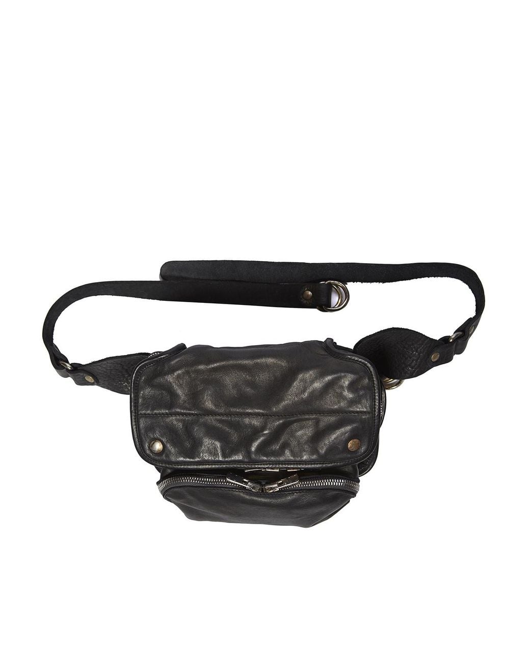 Guidi Black Zipper Waist Bag for men