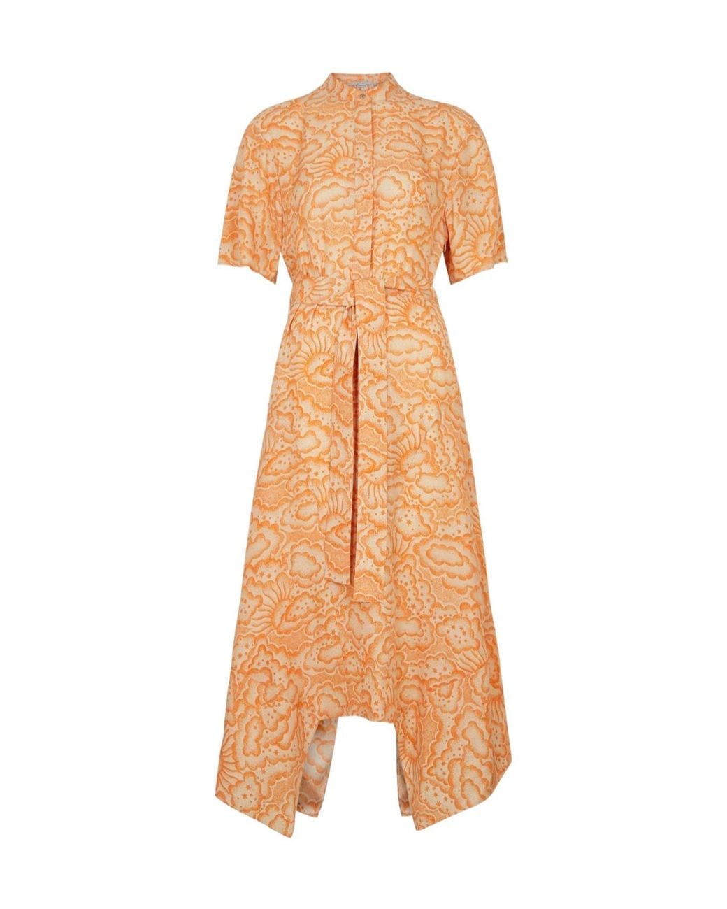 Stella McCartney Natural Cloud-Print Silk Midi Dress