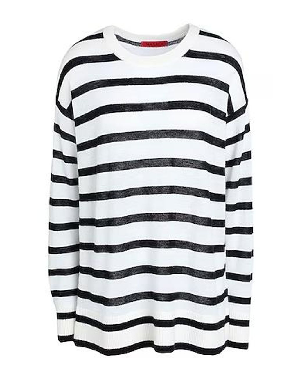 MAX&Co. White Lightweight Striped Knit Sweater
