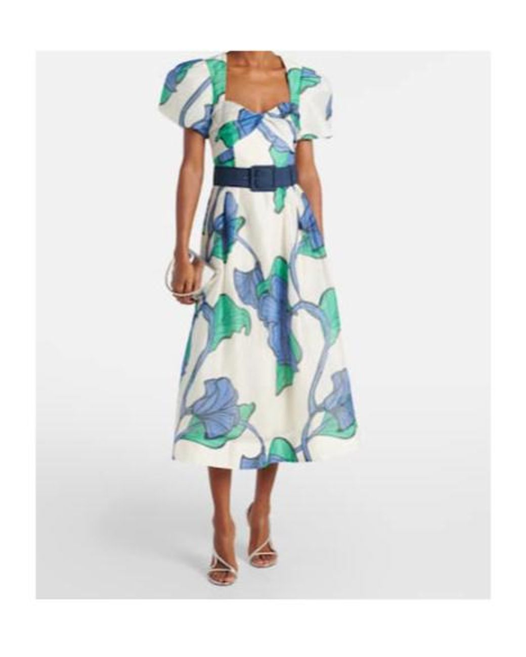 Rebecca Vallance Blue Ivy Floral Linen And Silk Midi Dress