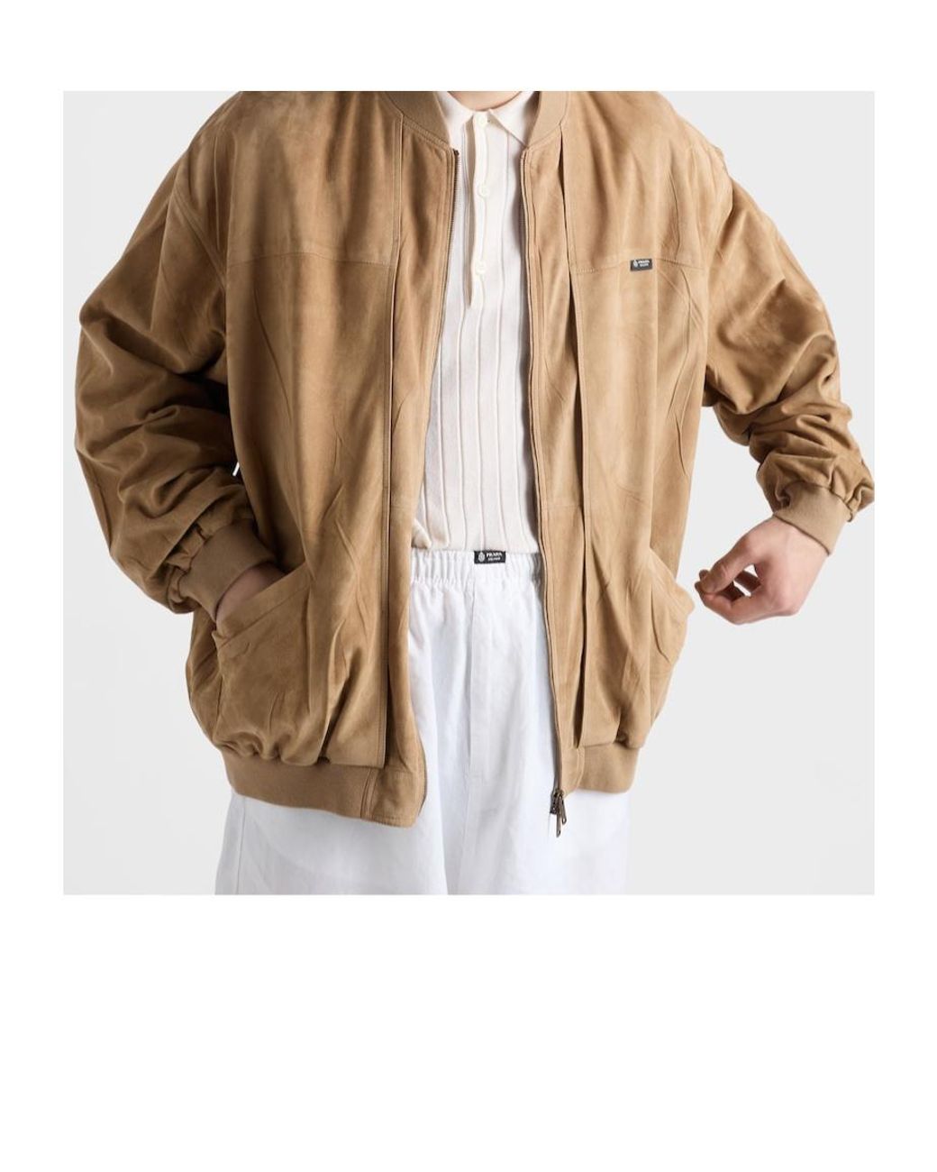 Prada Brown Suede Bomber Jacket for men