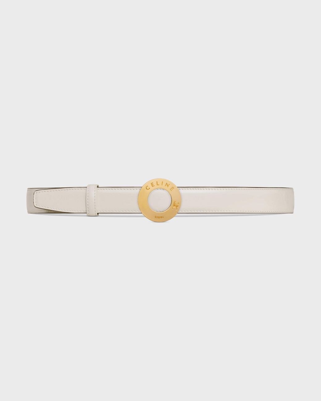 Céline White 25Mm Double-Sided Leather Belt With Disc Buckle