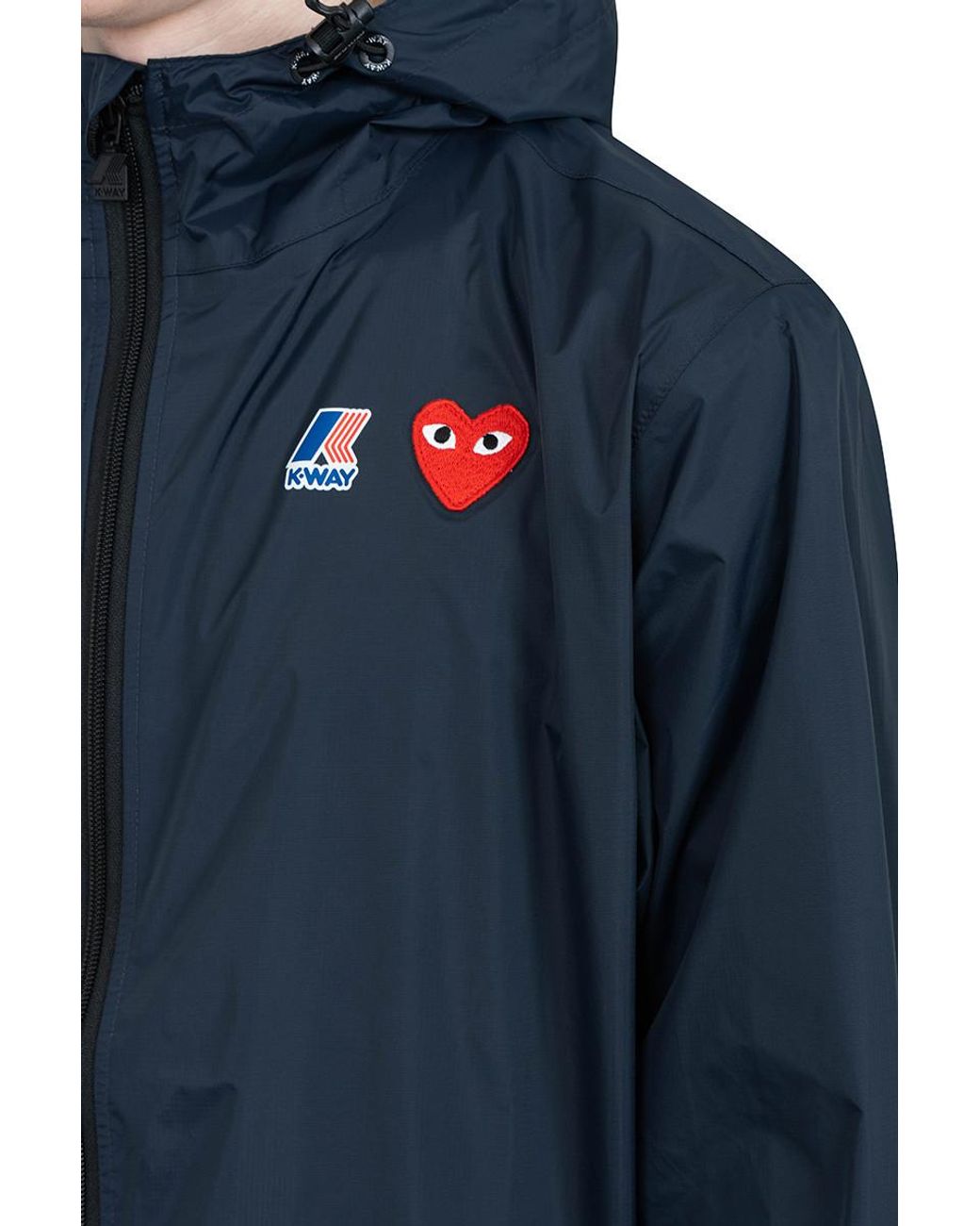 COMME DES GARÇONS PLAY Blue Comme Des Garçons Play Logo Detailed Hooded Jacket for men