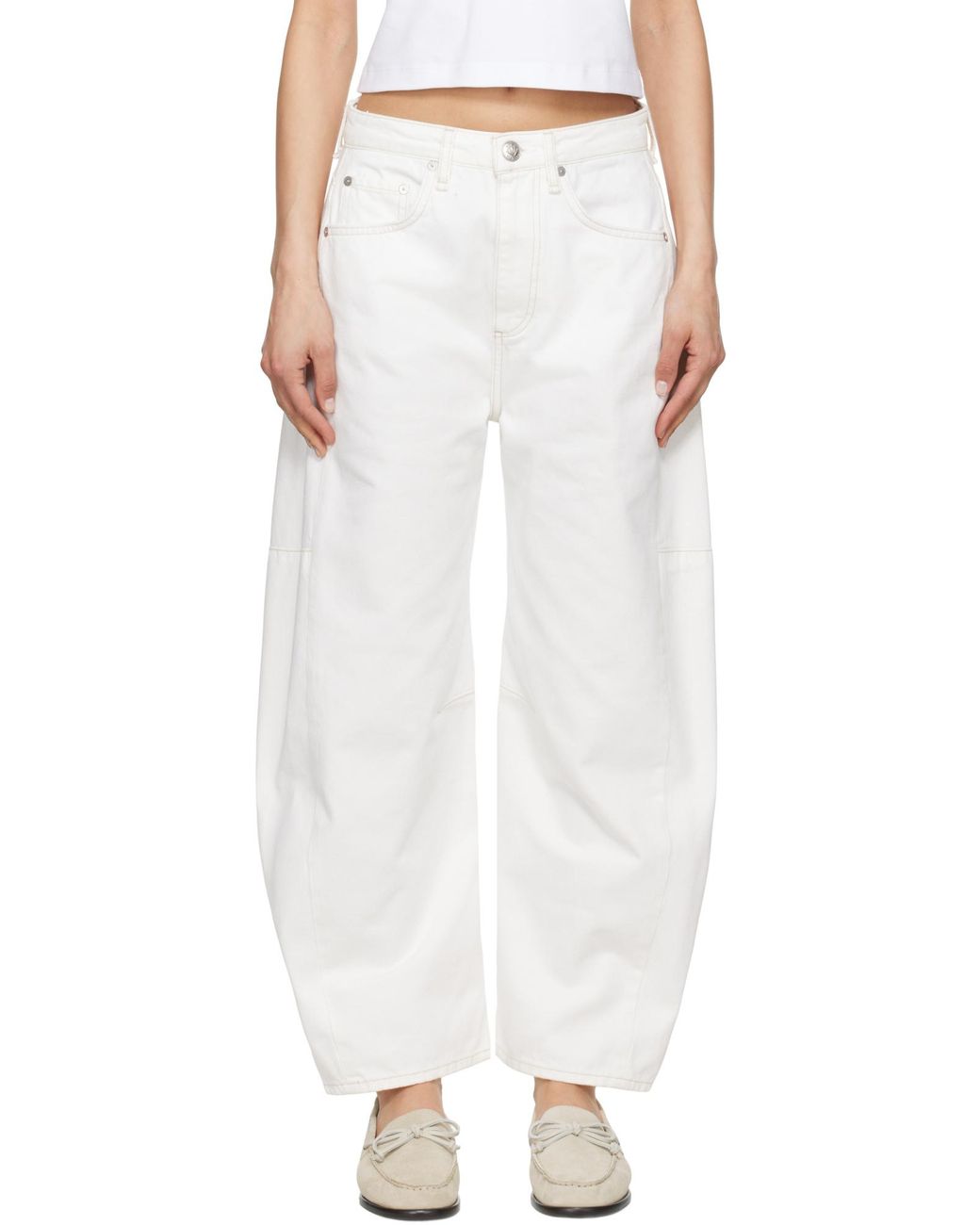 Rag & Bone White Denim Shorts With Belt Loops