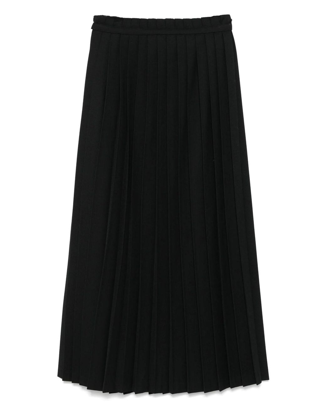 AMI Black Twill Pleated Maxi Skirt