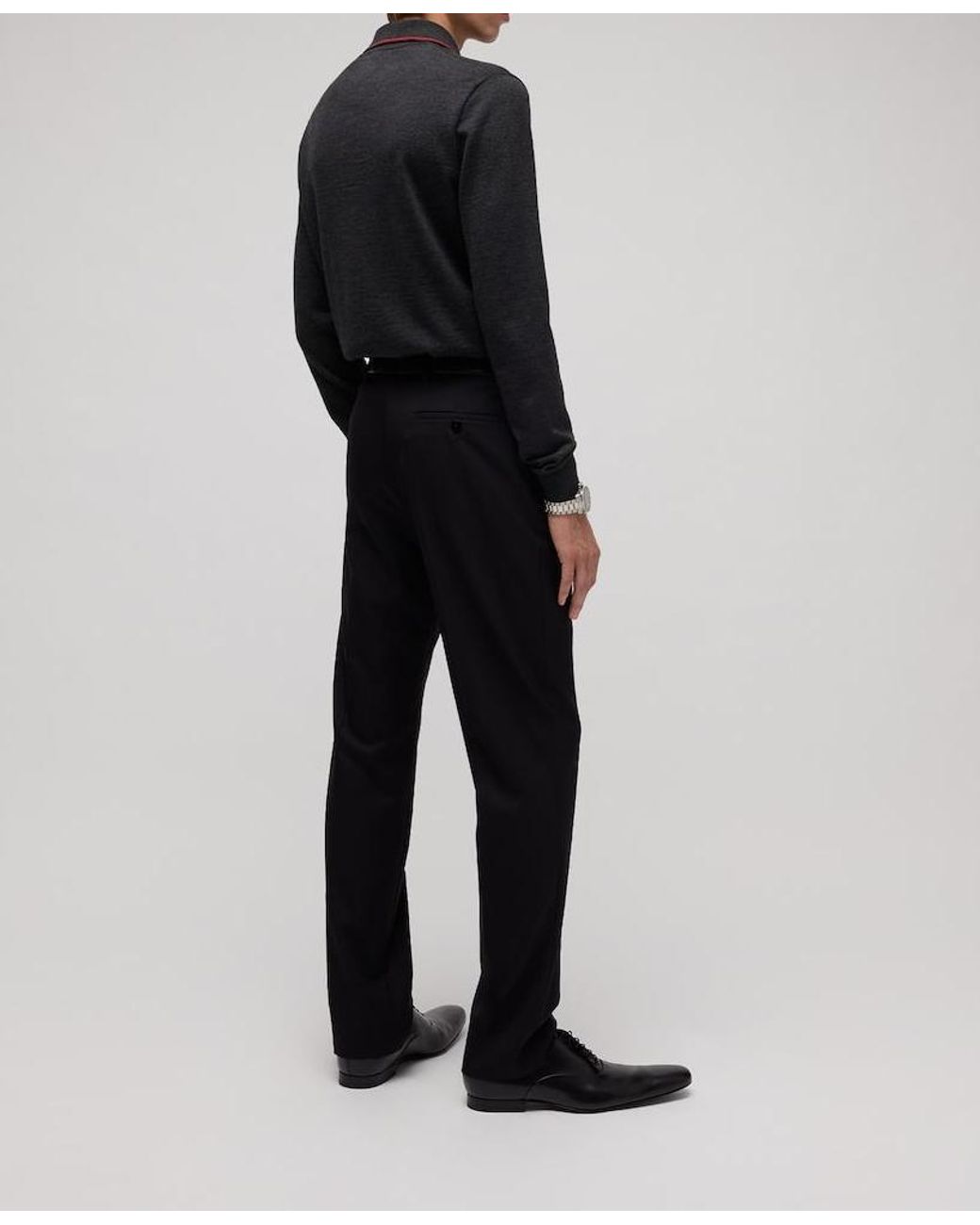 Gucci Black Crest-Embroidered Long-Sleeve Polo Shirt for men