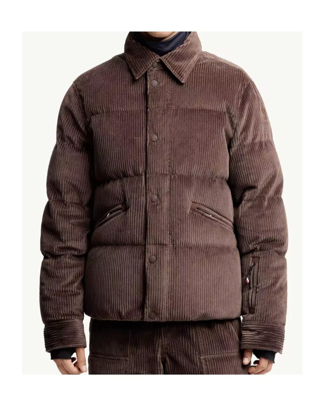 Moncler Brown Grenoble Elgon Corduroy Down Ski Jacket for men