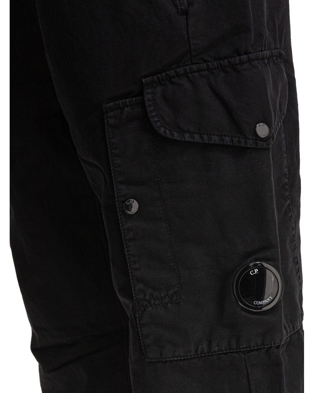C P Company Black Cargo Pants for men