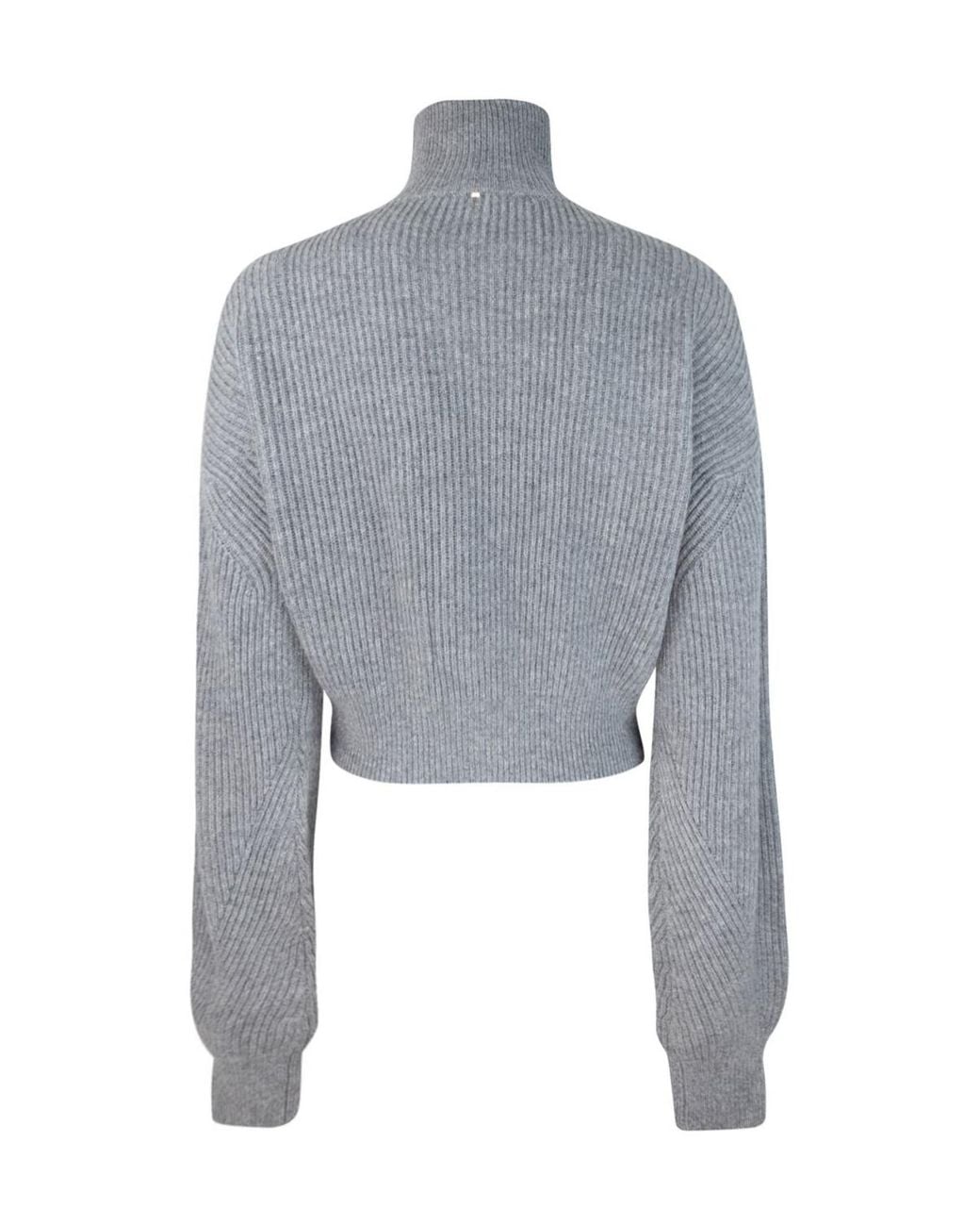 Sportmax Gray Zip-Up High Neck Cardigan
