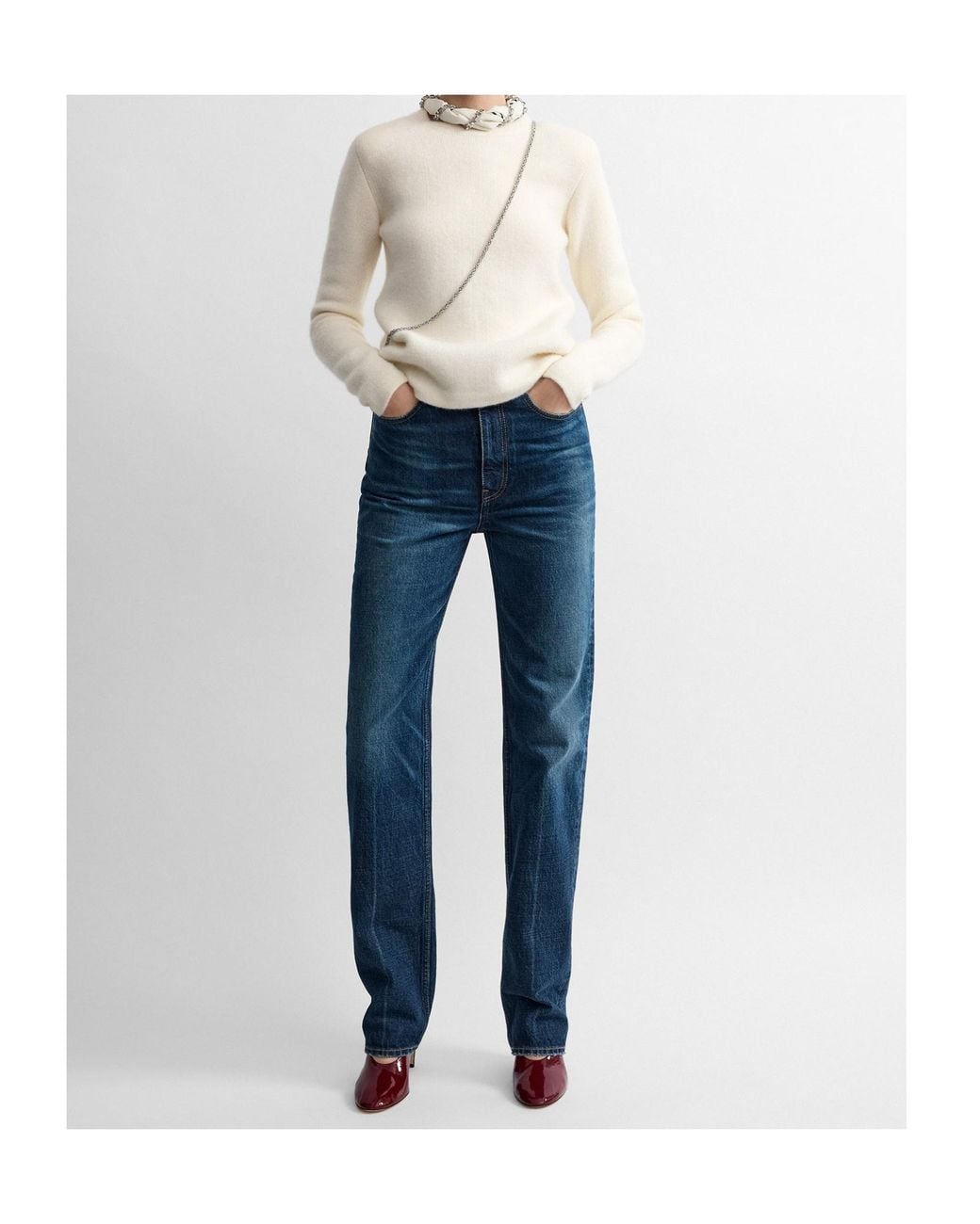Totême White Crew-Neck Sweater